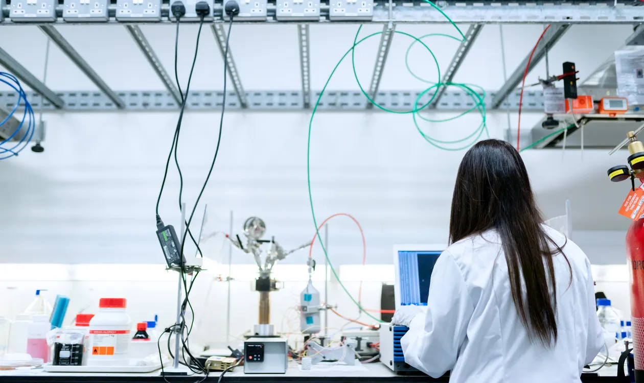 Researcher working in a laboratory on an innovation project